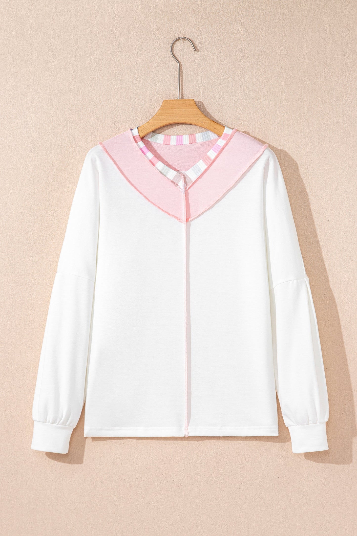 Pre-order White Colorblock Stripe Trim Top LT