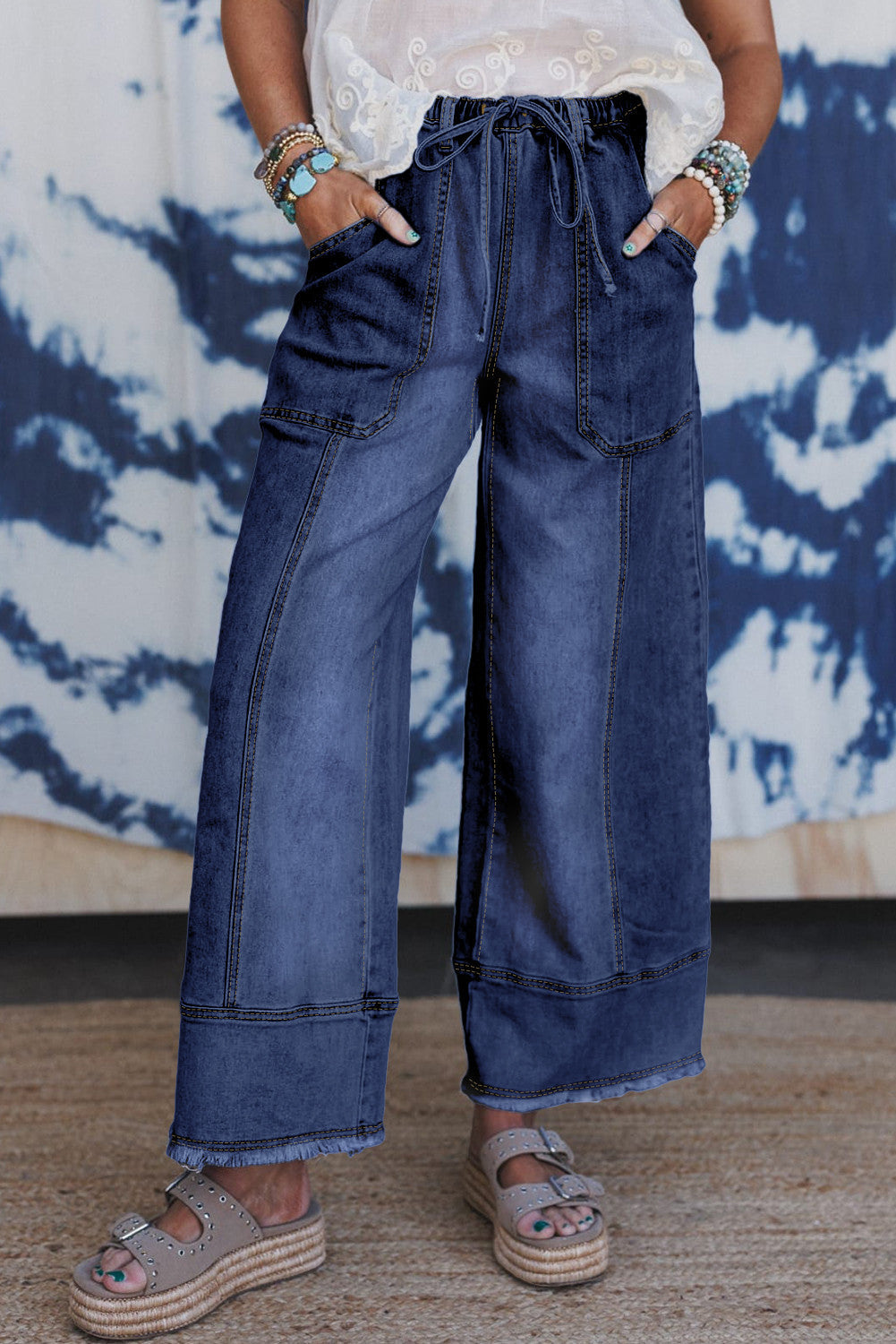 Pre-order Seam Detail Raw Hem Pants FB