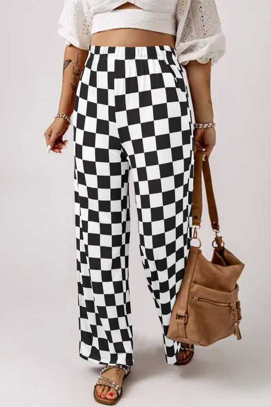 Women’s Black Checkered High Waist Pants RTS