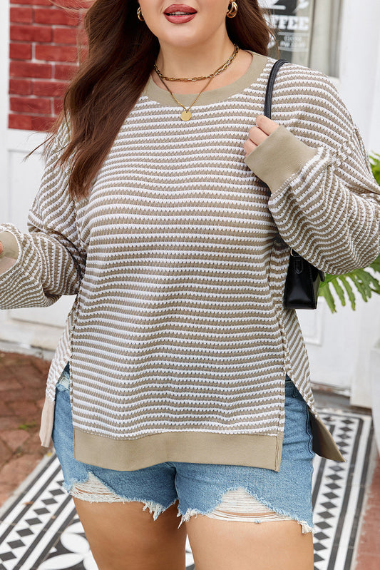Pre-order Brown Stripe Knit Ribbed Top LT