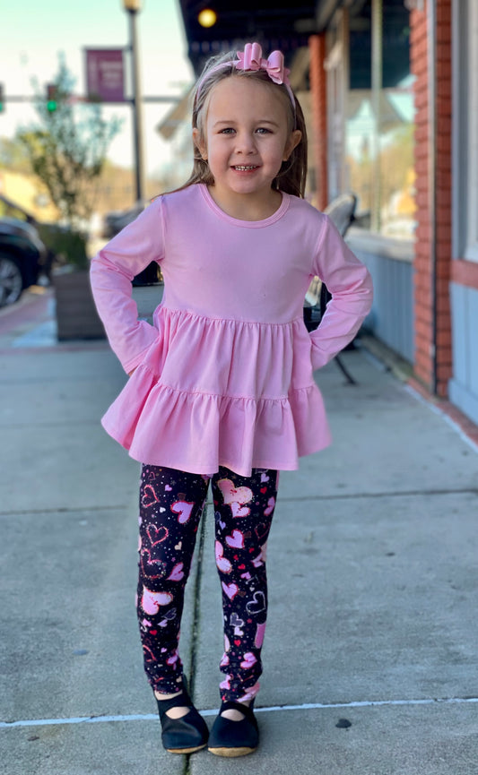 Girls Pink Tiered Tunic Top