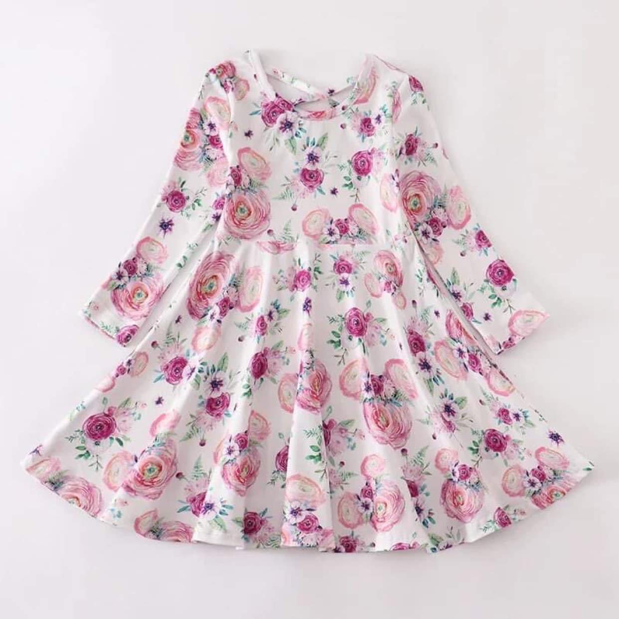 Girls Floral Mouse Character Twirl Dress