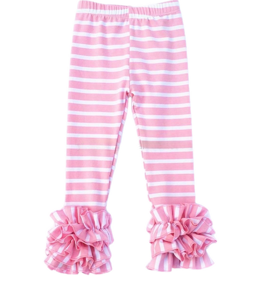Girls Pink/White Striped Icing Leggings