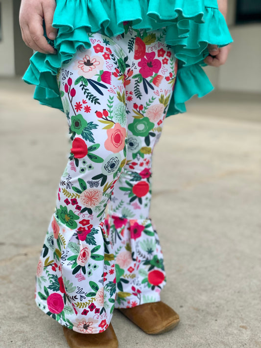 Girls Spring Floral Bell Bottoms