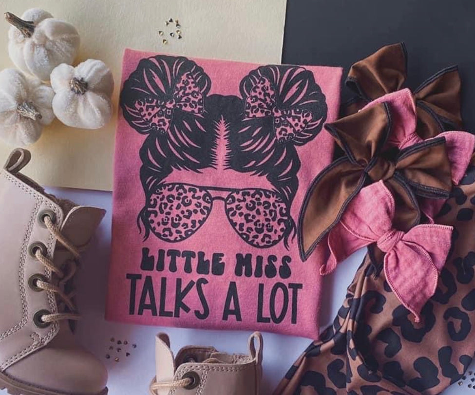 Girls Little Miss Talks A Lot Tee