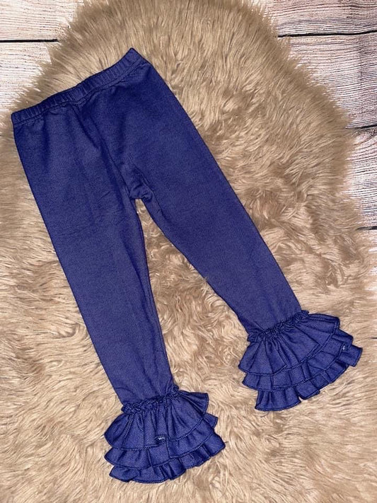 Girls Denim Truffles (Triple Ruffle Leggings)