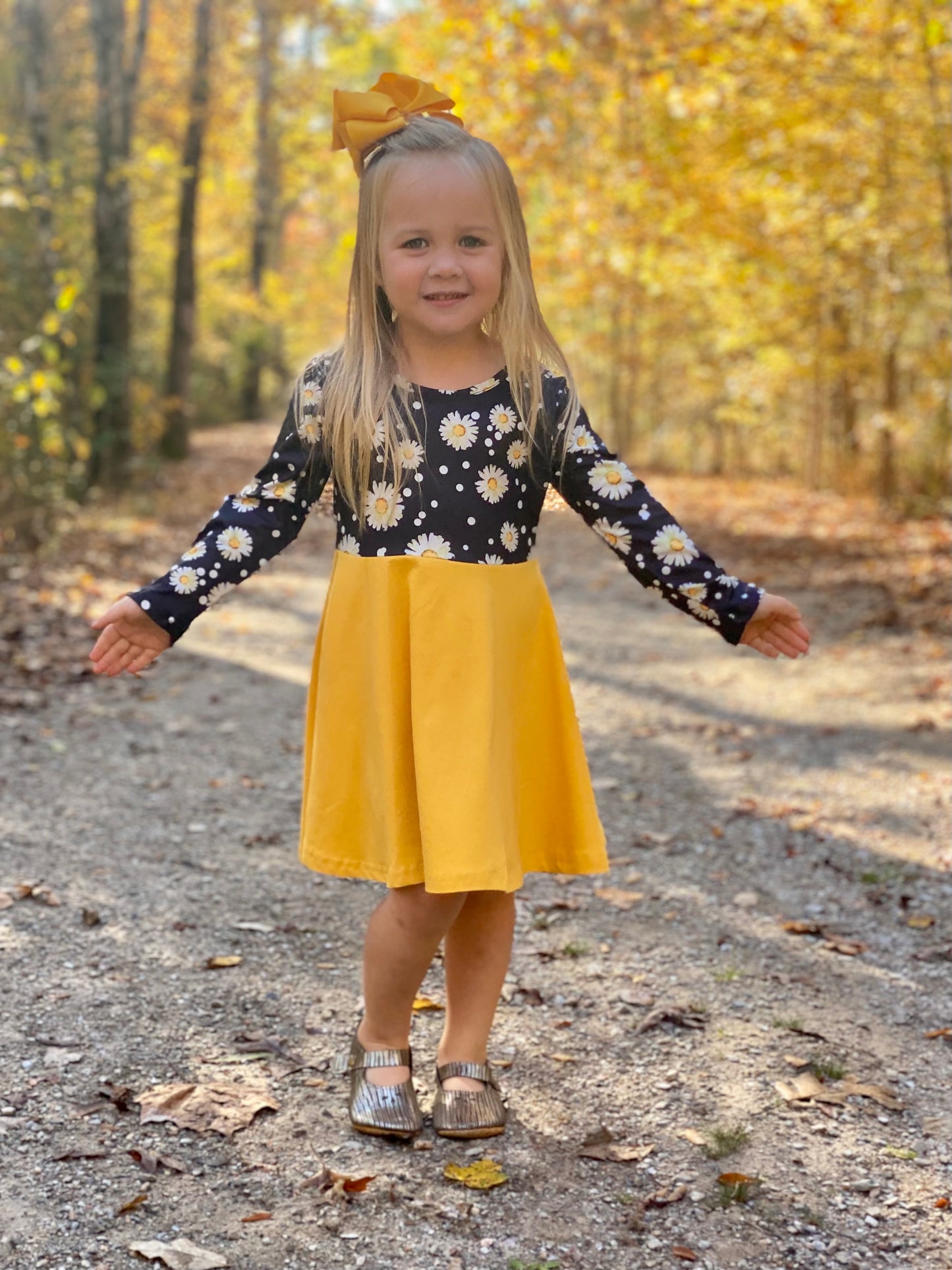 Black Daisy Twirl Dress