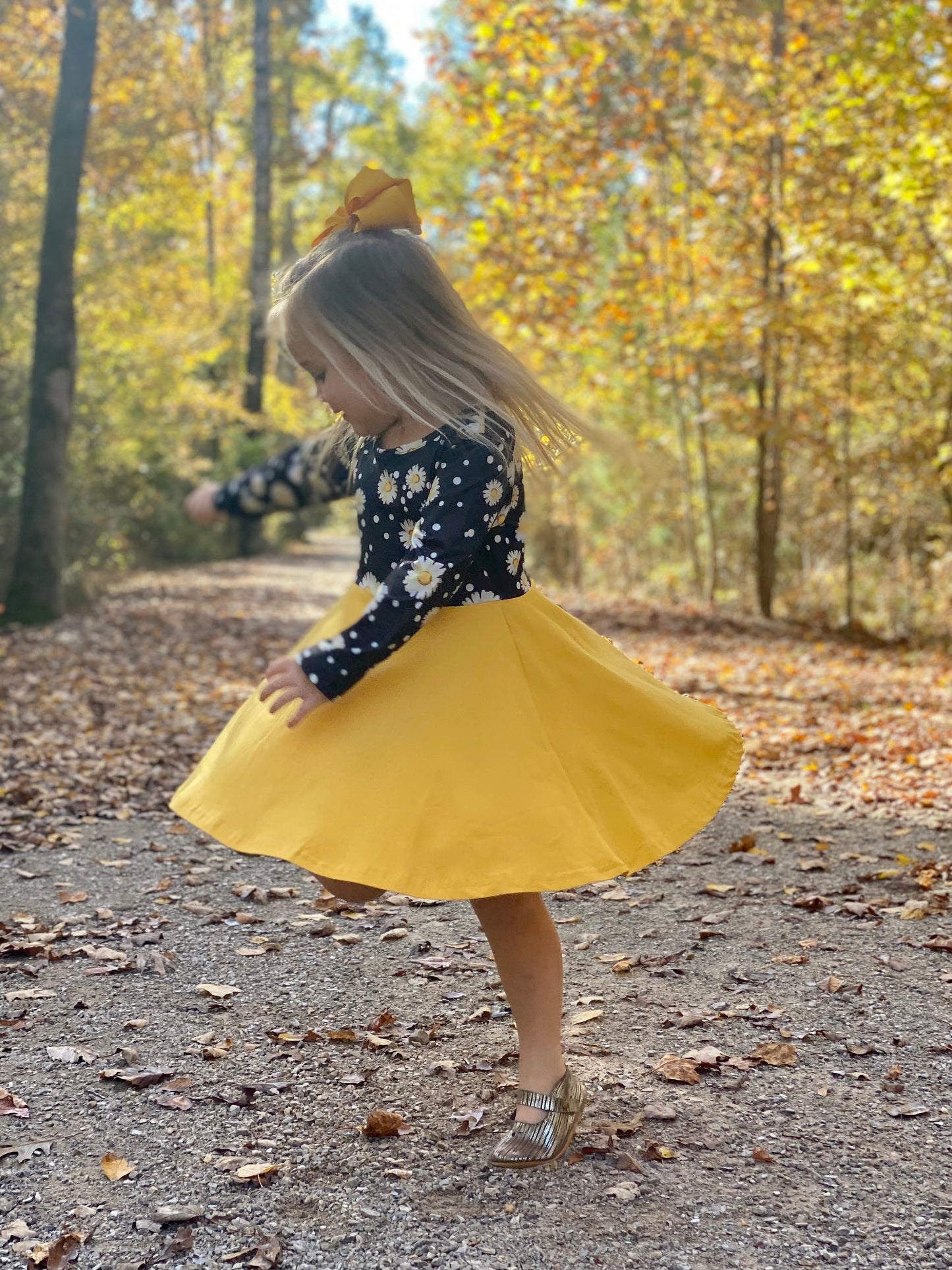 Black Daisy Twirl Dress