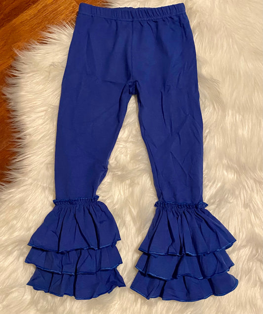 Girls Royal Blue Truffles (Triple Ruffle Leggings)