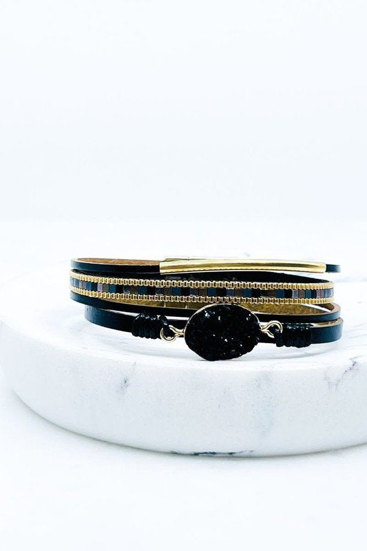 Black and Gold Colored Magnetic Clasp Bracelet